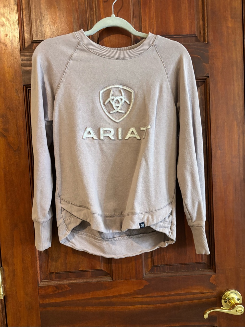 Ariat Girls' Light Taupe Pullover Sweatshirt with Embroidered Logo